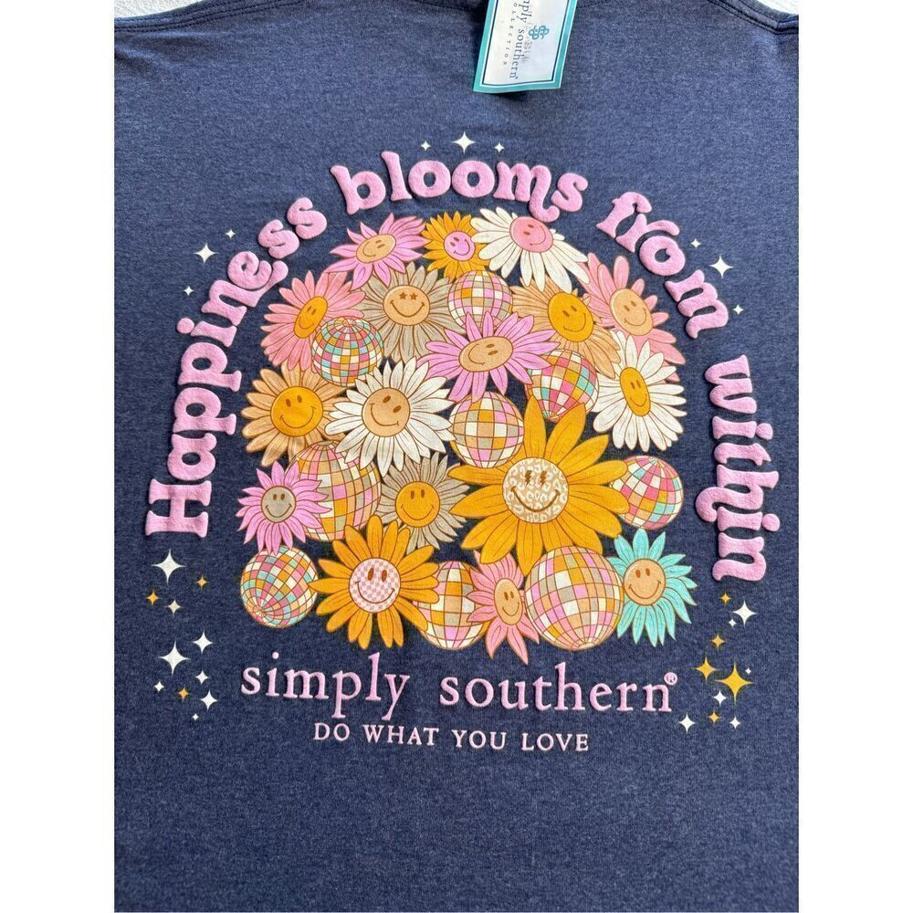SIMPLY SOUTHERN XLARGE “Happiness Blooms from Within” Long Sleeve T-SHIRT - Picture 2 of 9